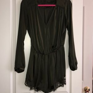 Olive Green Satin Romper